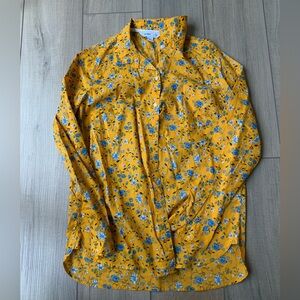 Old Navy Yellow Floral Button Down Shirt